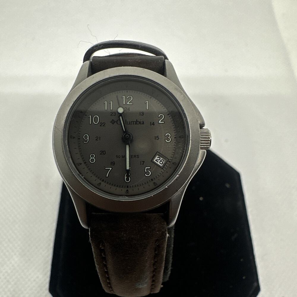 Columbia Women's Watch Stainless Steel Tan Leather Band Date 50M Quartz Analog